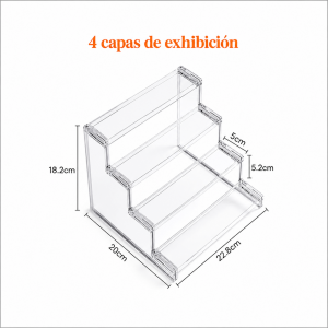Expositor Escalonado de Metacrilato Transparente – 4 Niveles para una Presentación Elegante y Funcional